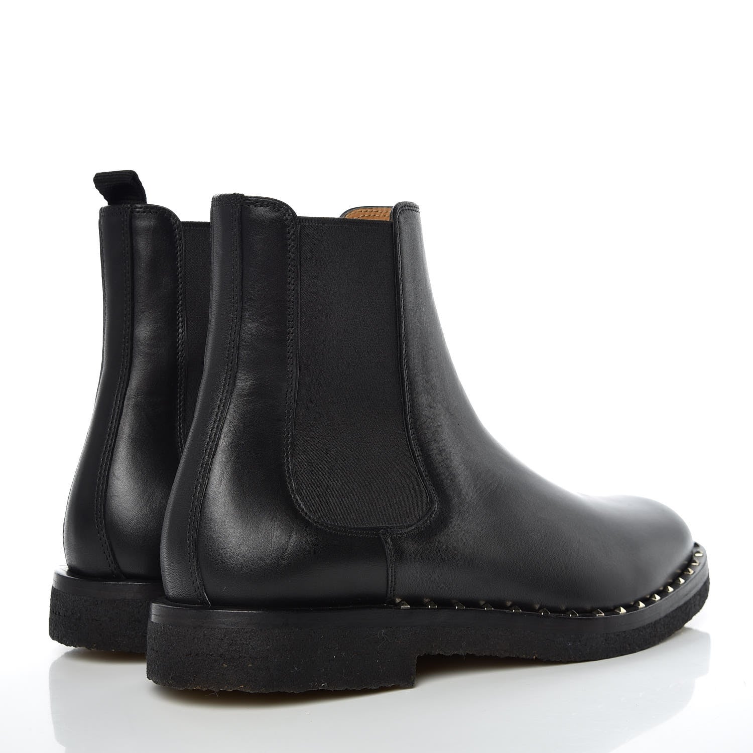 Valentino Garavani Calfskin Soul Rockstud Beatle Chelsea Ankle Boots 41 Black 4 of 10