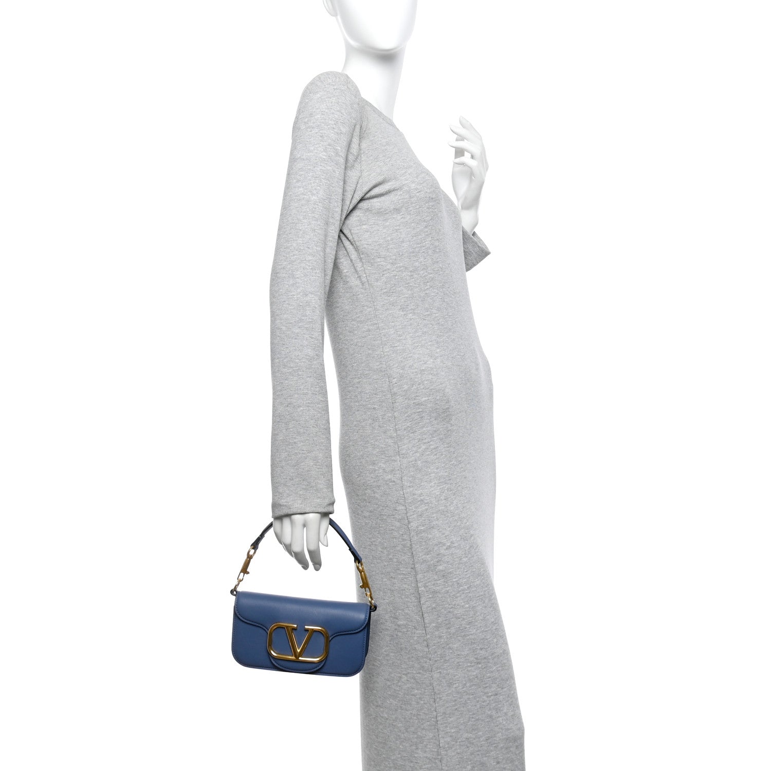 Valentino Garavani Calfskin Vlogo Small Loco Shoulder Bag Blue 2 of 12