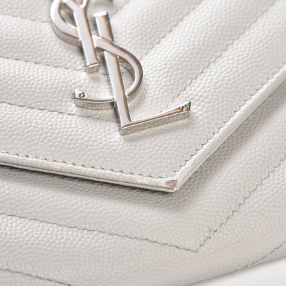 Saint Laurent Grain De Poudre Matelasse Monogram Flap Wallet Light Grey 11 of 14