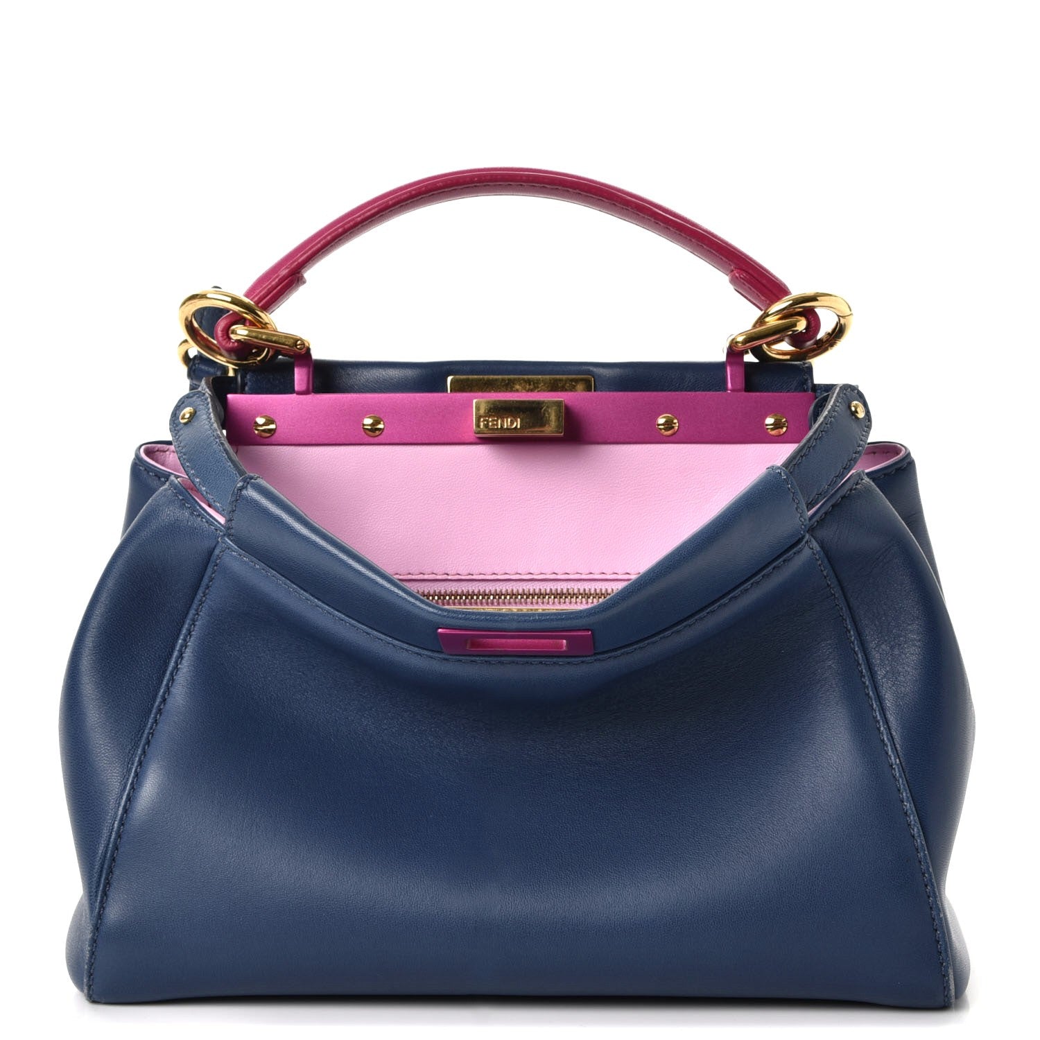 Fendi Nappa Colorblock Mini Peekaboo Iconic Satchel Iris Magenta Bubblegum 1 of 12
