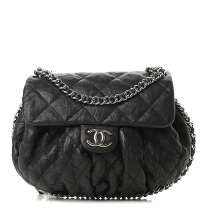 Chanel Washed Lambskin Quilted Medium Chain Around Messenger Black 1 of 10