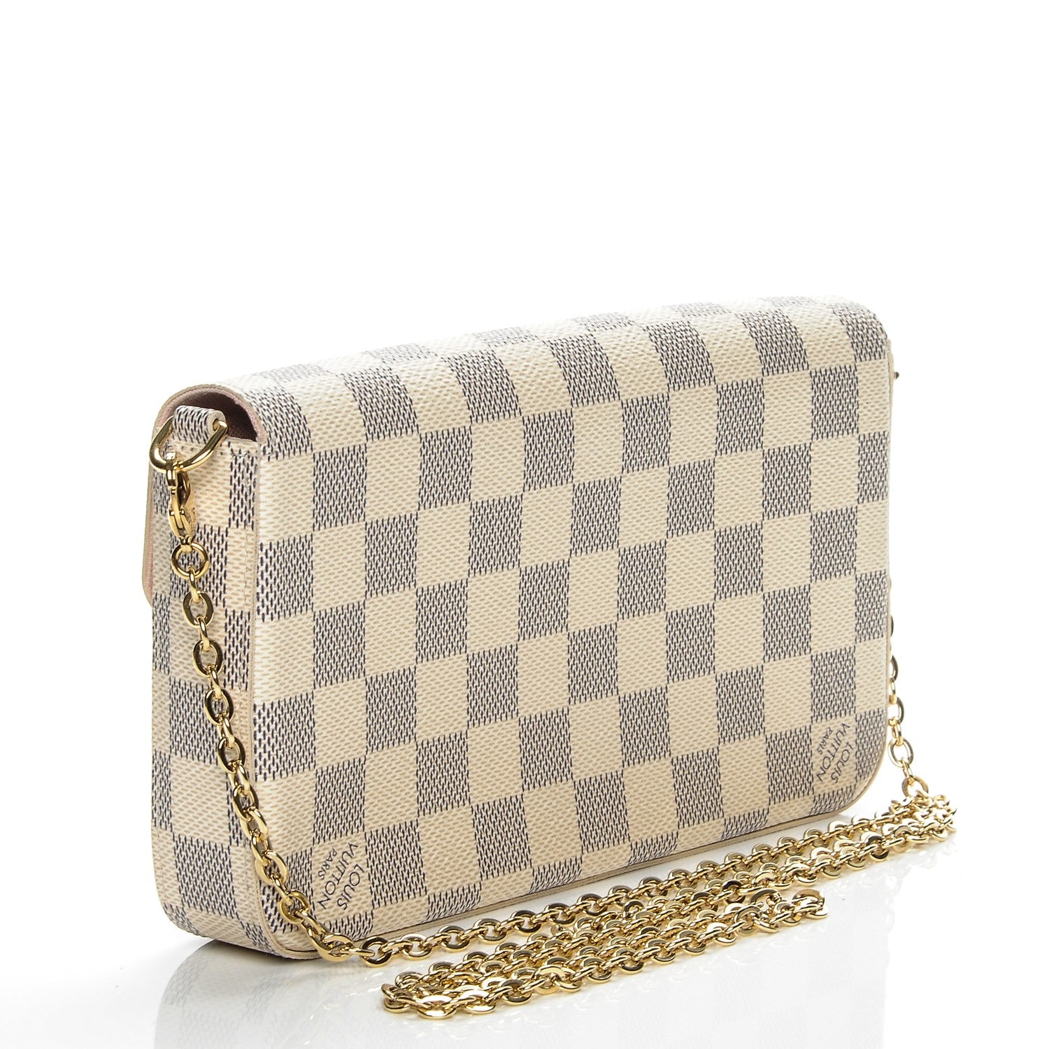 Louis Vuitton Damier Azur Pochette Felicie Chain Wallet Rose Ballerine 3 of 9