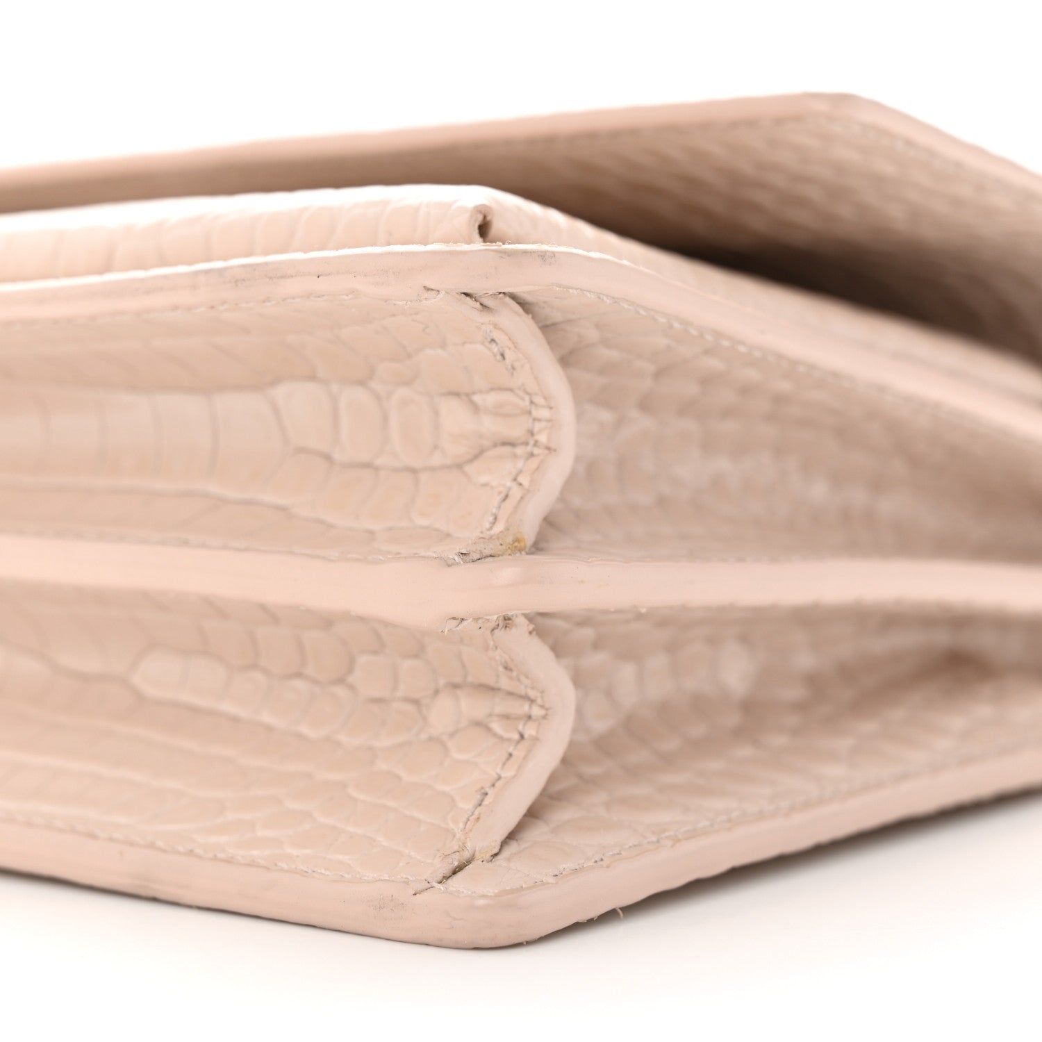 Saint Laurent Calfskin Crocodile Embossed Medium Monogram Sunset Dark Beige 11 of 30