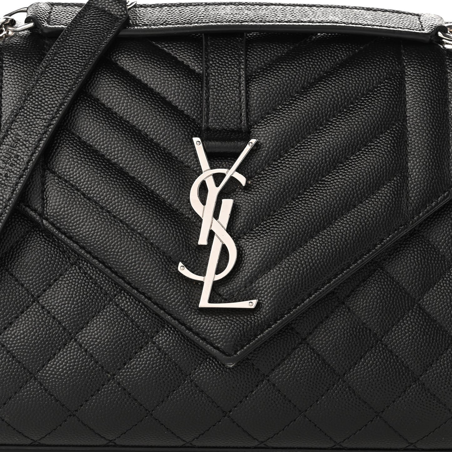 Grain De Poudre Textured Mixed Matelasse Triquilt Medium Monogram Satchel Black