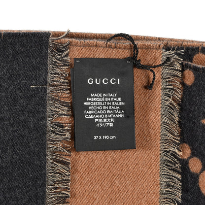 Gucci Wool Silk GG Monogram Fly Constellation Scarf Brown Black 3 of 4