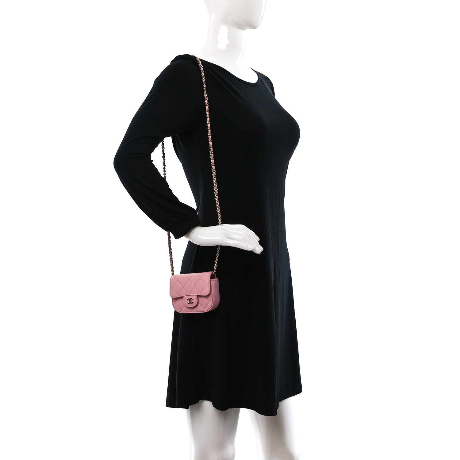 Chanel Caviar Quilted Mini Clutch With Chain Pink 2 of 12