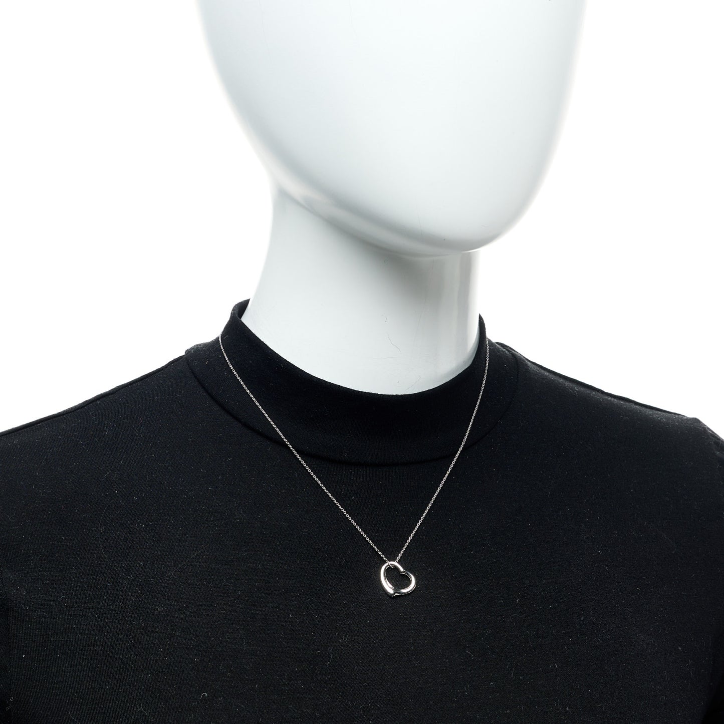 Platinum 16mm Elsa Peretti Open Heart Pendant Necklace