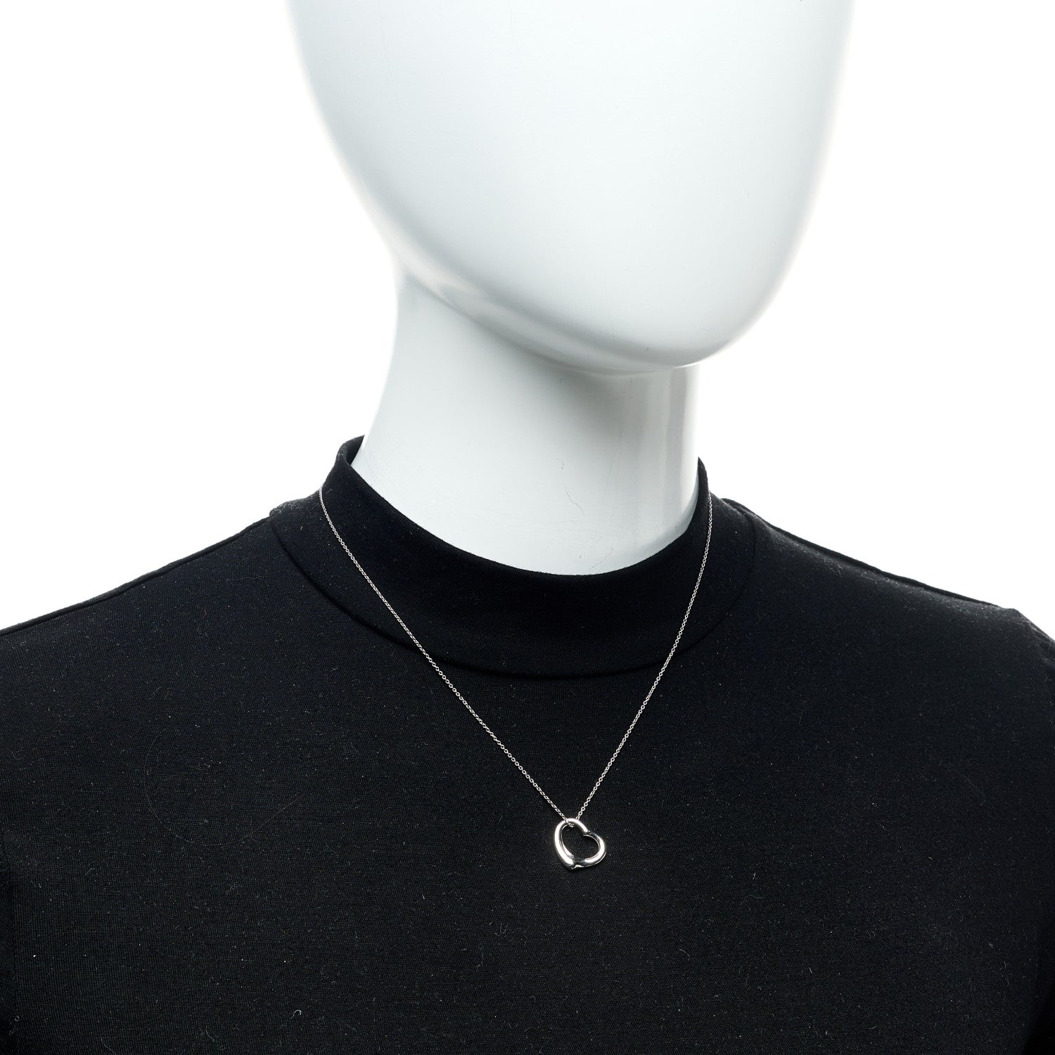 Tiffany Platinum 16mm Elsa Peretti Open Heart Pendant Necklace 2 of 5