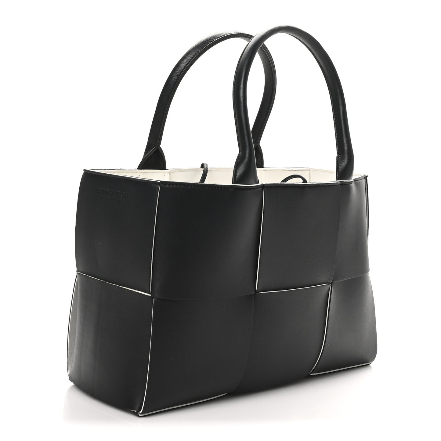 Nappa Maxi Intrecciato Small Arco Tote Black White