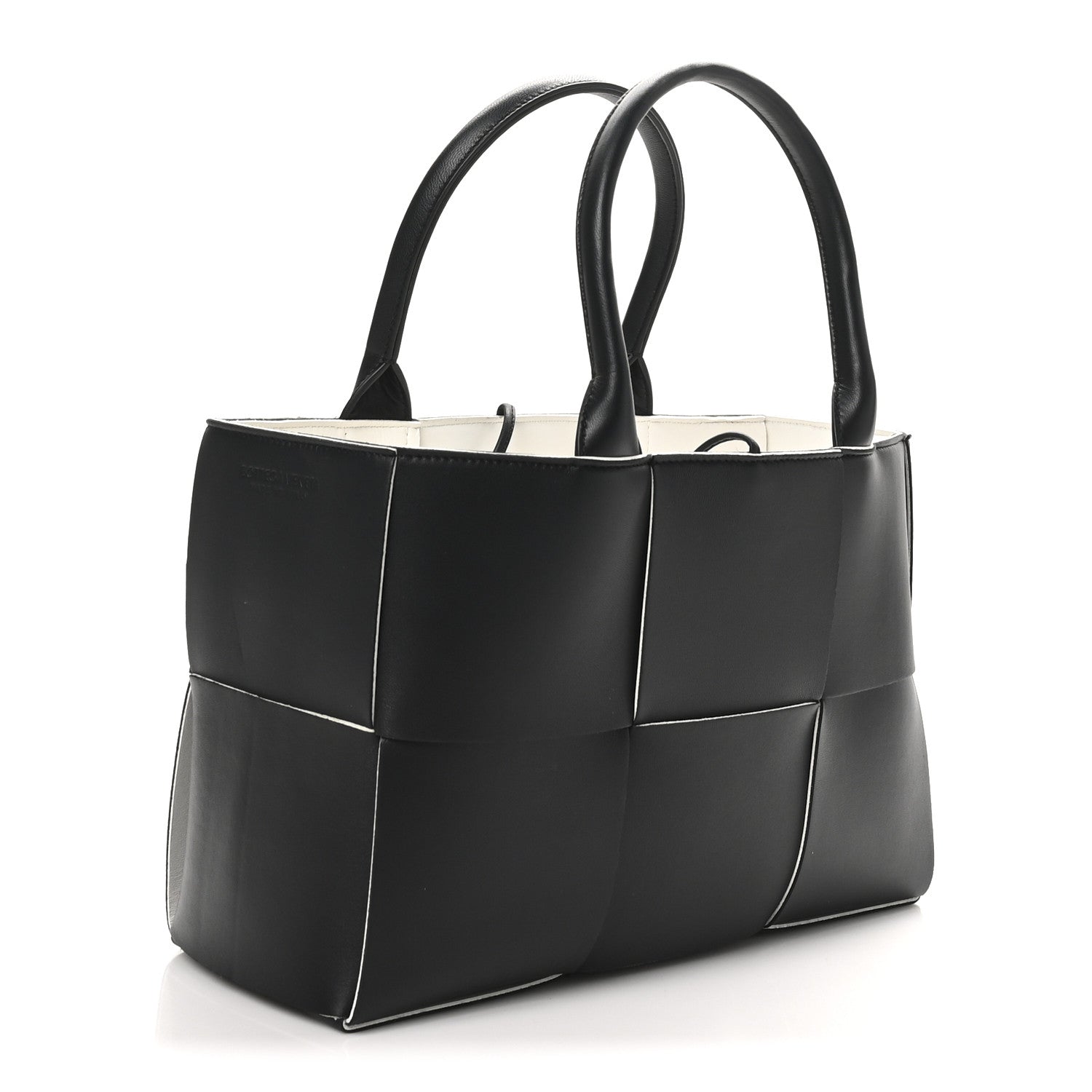 Bottega Veneta Nappa Maxi Intrecciato Small Arco Tote Black White 4 of 9