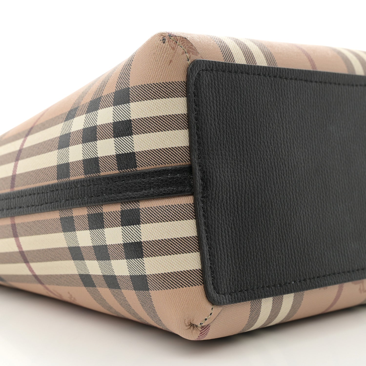 Burberry Grainy Calfskin Haymarket Check Medium Reversible Tote Black 14 of 16