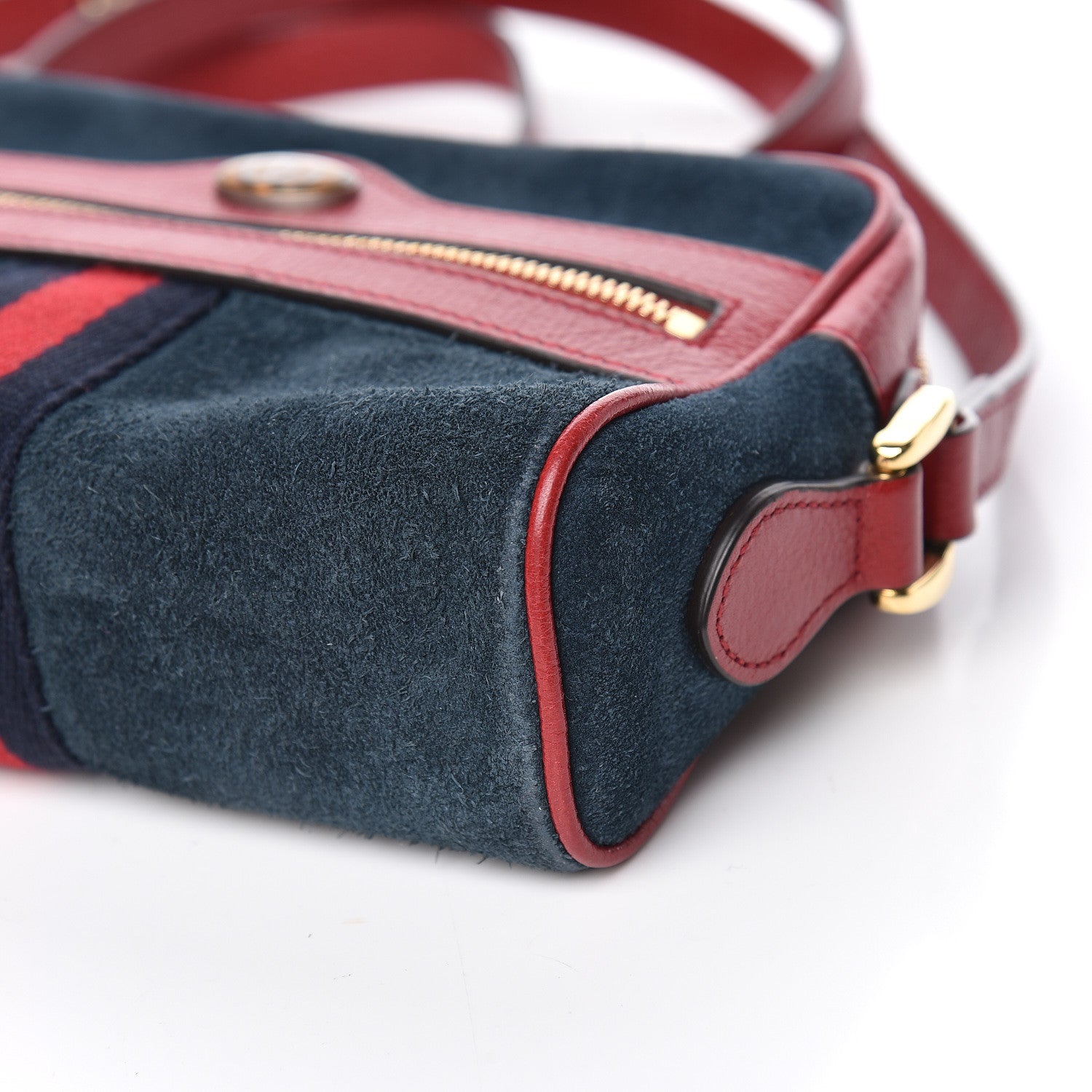 Gucci Suede Calfskin Web Mini Ophidia Shoulder Bag New Blue Romantic Cherry 10 of 10