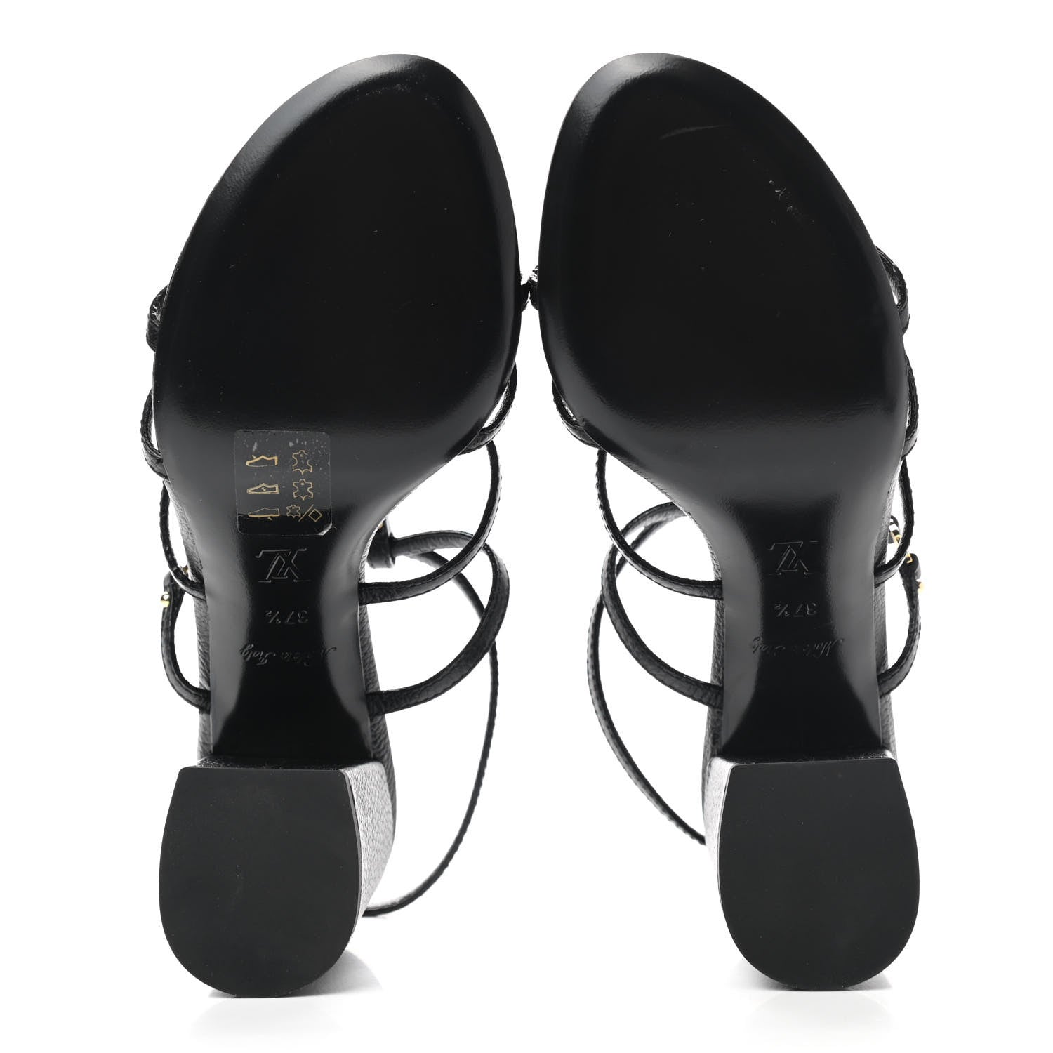 Louis Vuitton Calfskin Roma Sandals 37.5 Black 5 of 8
