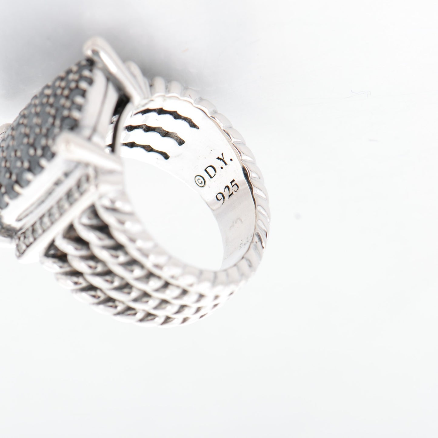 Sterling Silver Black Diamond Pave Diamond 16mm Wheaton Ring 47 4