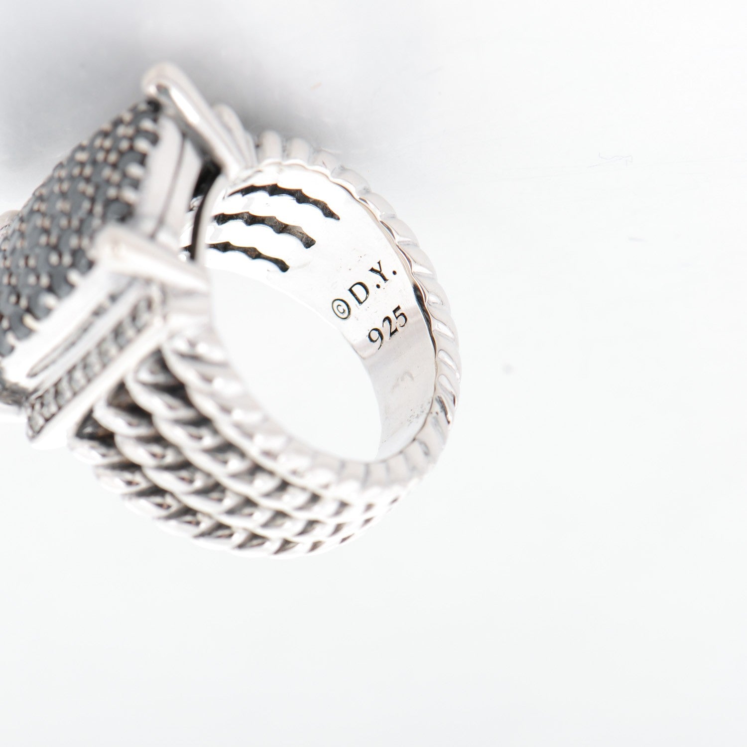 David Yurman Sterling Silver Black Diamond Pave Diamond 16mm Wheaton Ring 47 4 4 of 5