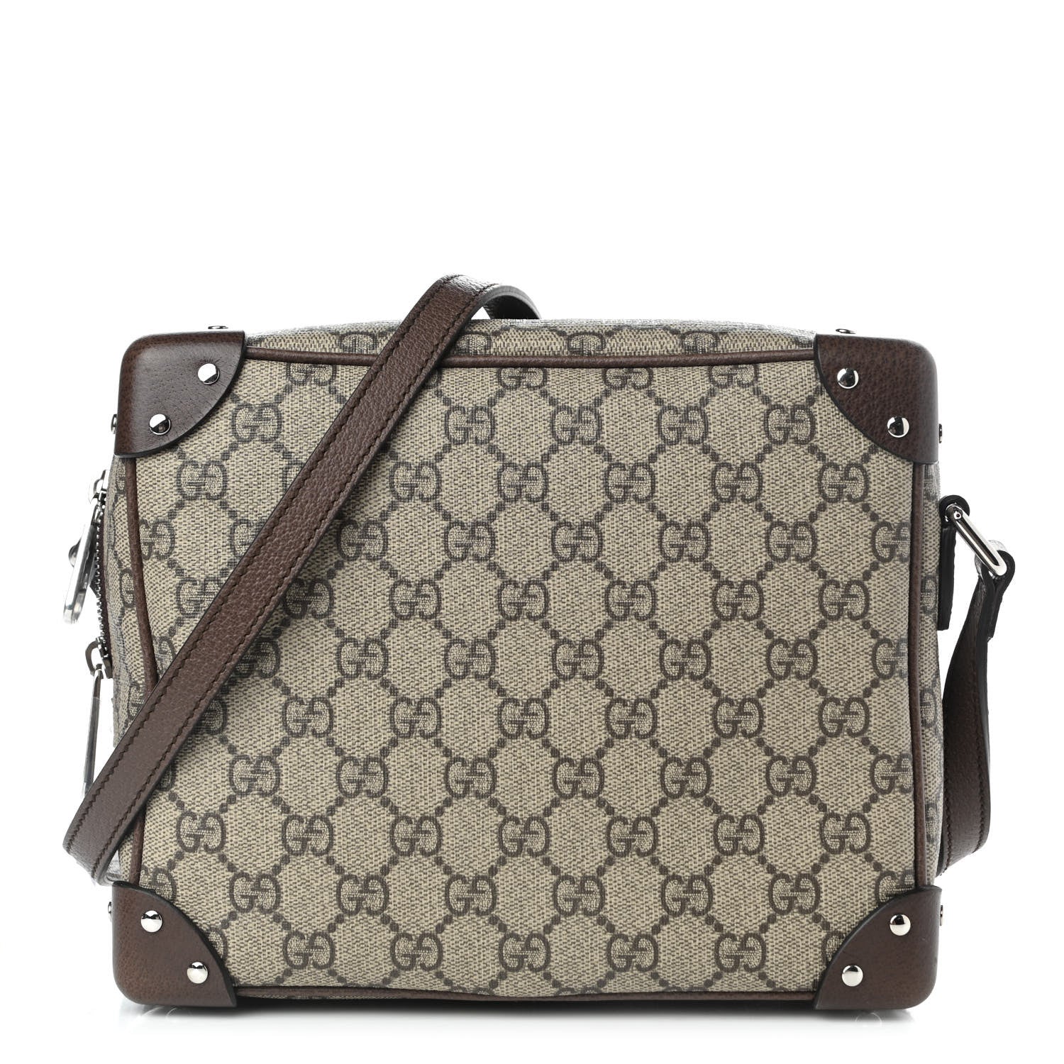 Gucci GG Supreme Monogram Textured Calfskin Square Messenger Bag Beige Ebony New Acero 1 of 10