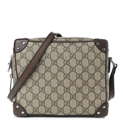 Gucci GG Supreme Monogram Textured Calfskin Square Messenger Bag Beige Ebony New Acero 1 of 10