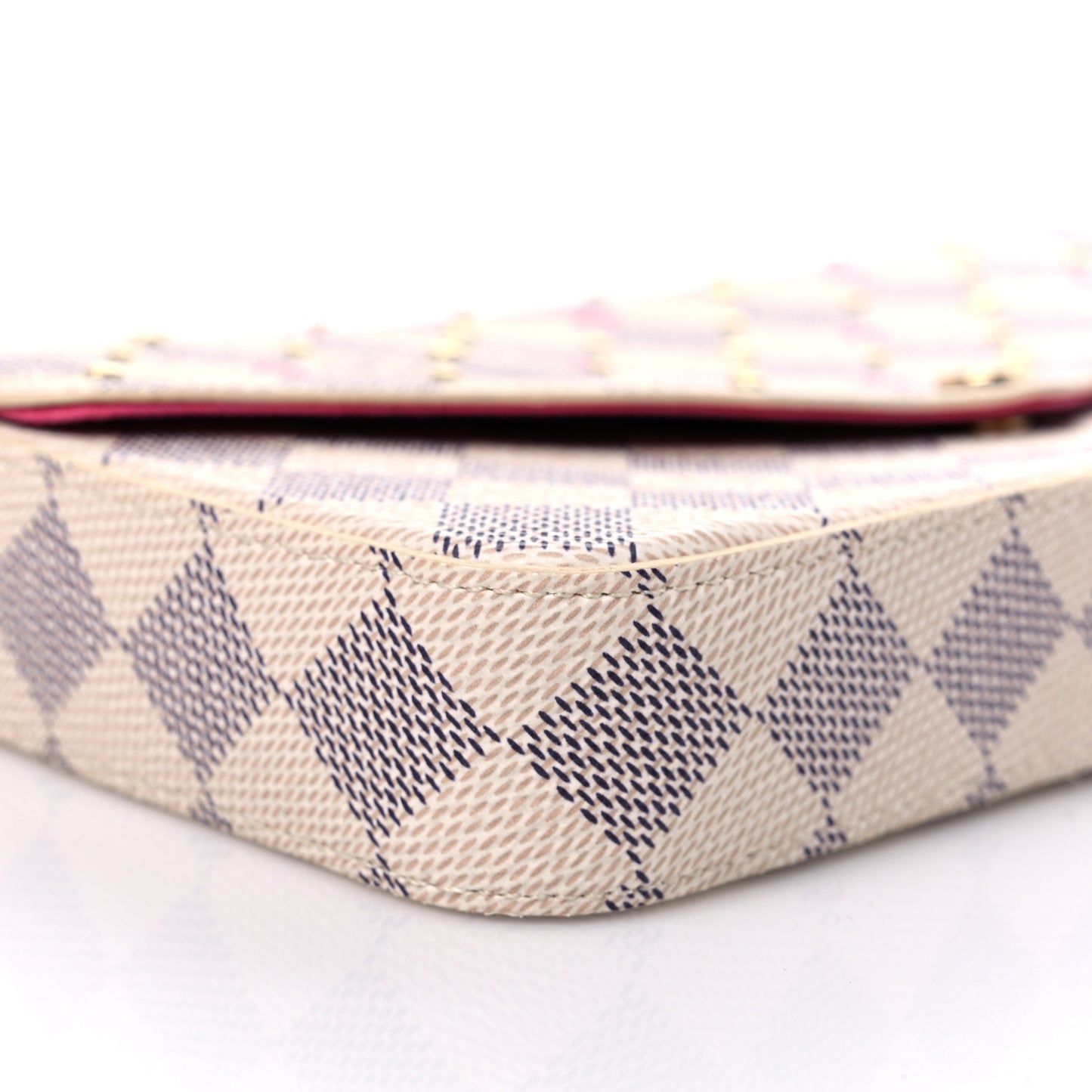 Damier Azur Studded Pochette Felicie Chain Wallet Fuchsia