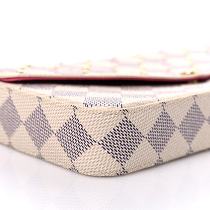 Louis Vuitton Damier Azur Studded Pochette Felicie Chain Wallet Fuchsia 8 of 10