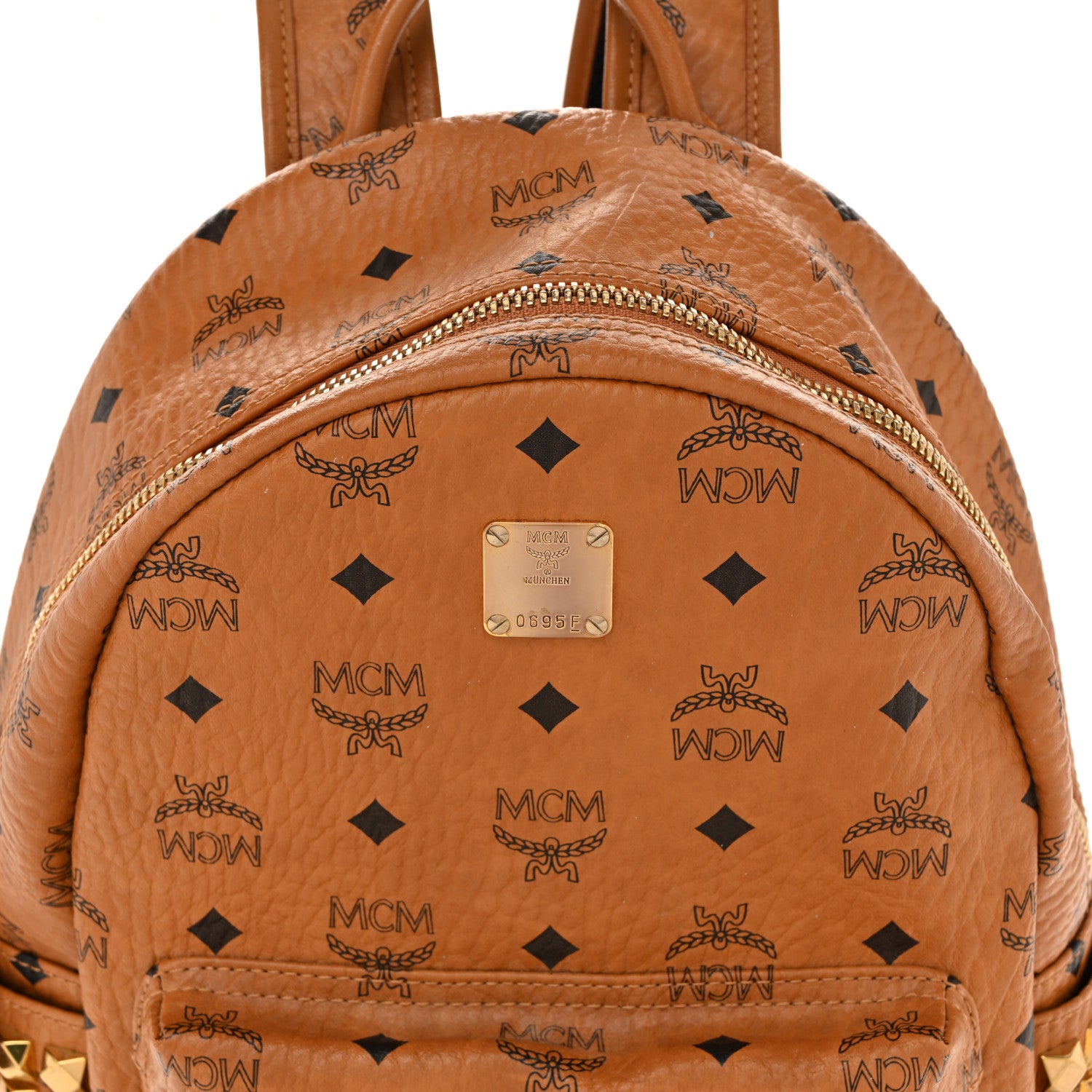 MCM Visetos Small Side Stud Stark Backpack Cognac 7 of 14