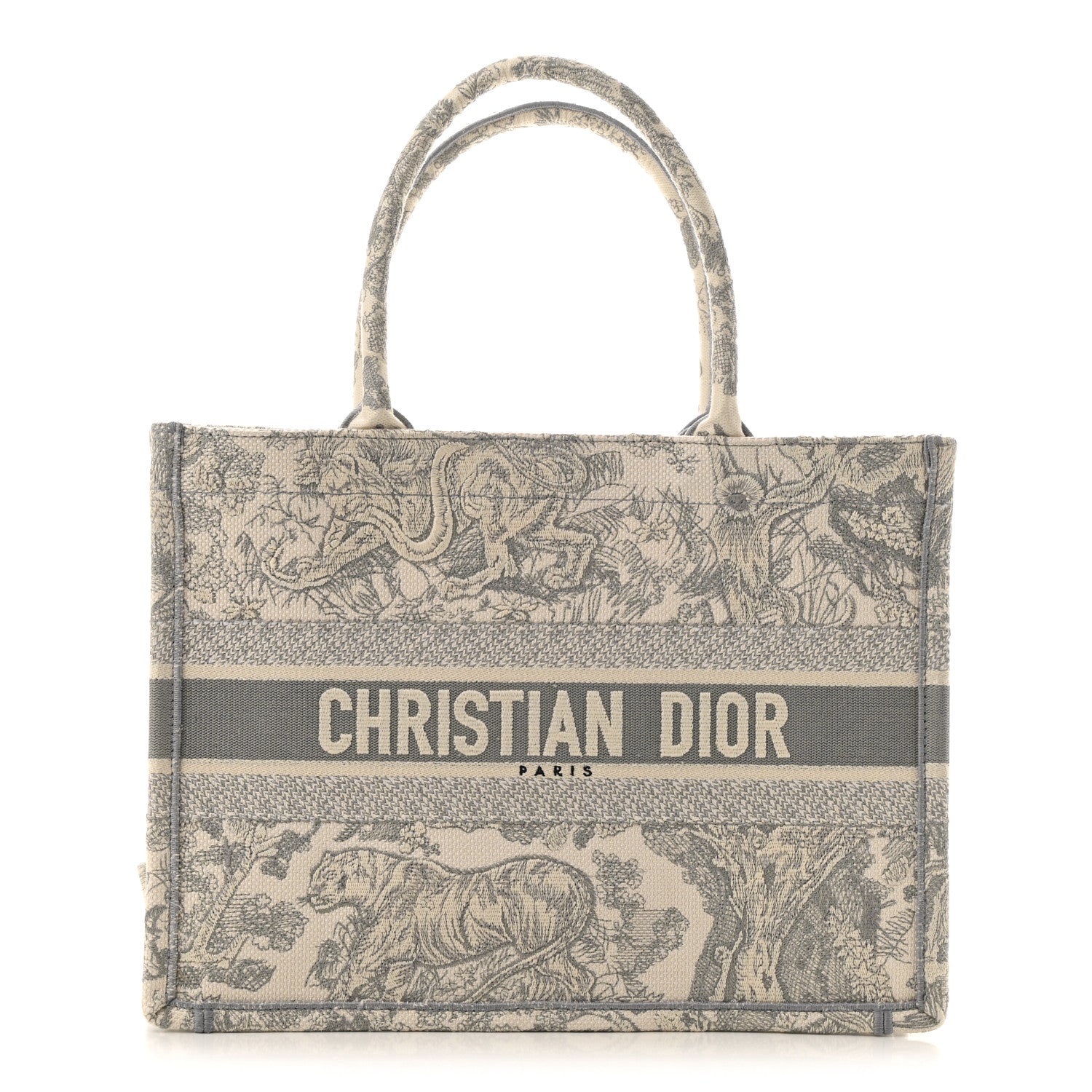 Christian Dior Canvas Embroidered Medium Dioriviera Toile De Jouy Book Tote Gray 1 of 12