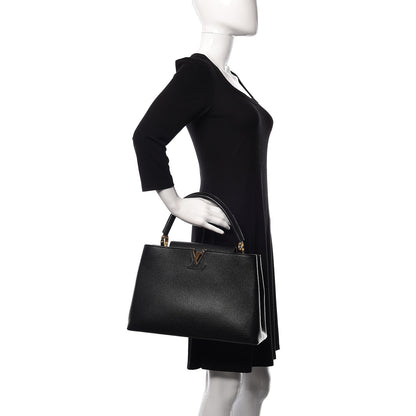 Louis Vuitton Taurillon Capucines MM Black Fuchsia 2 of 11
