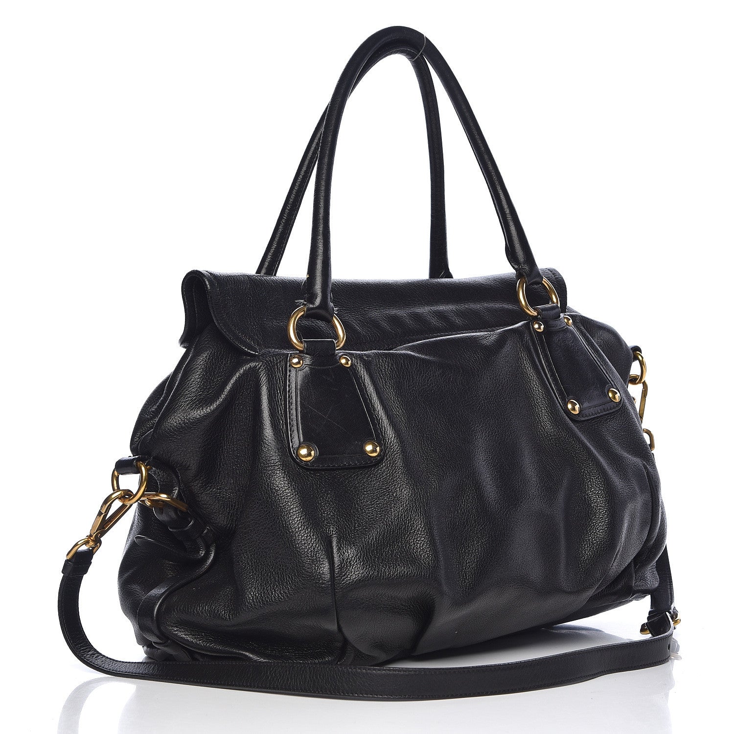 Prada Cervo Shine Shoulder Bag Black 3 of 18