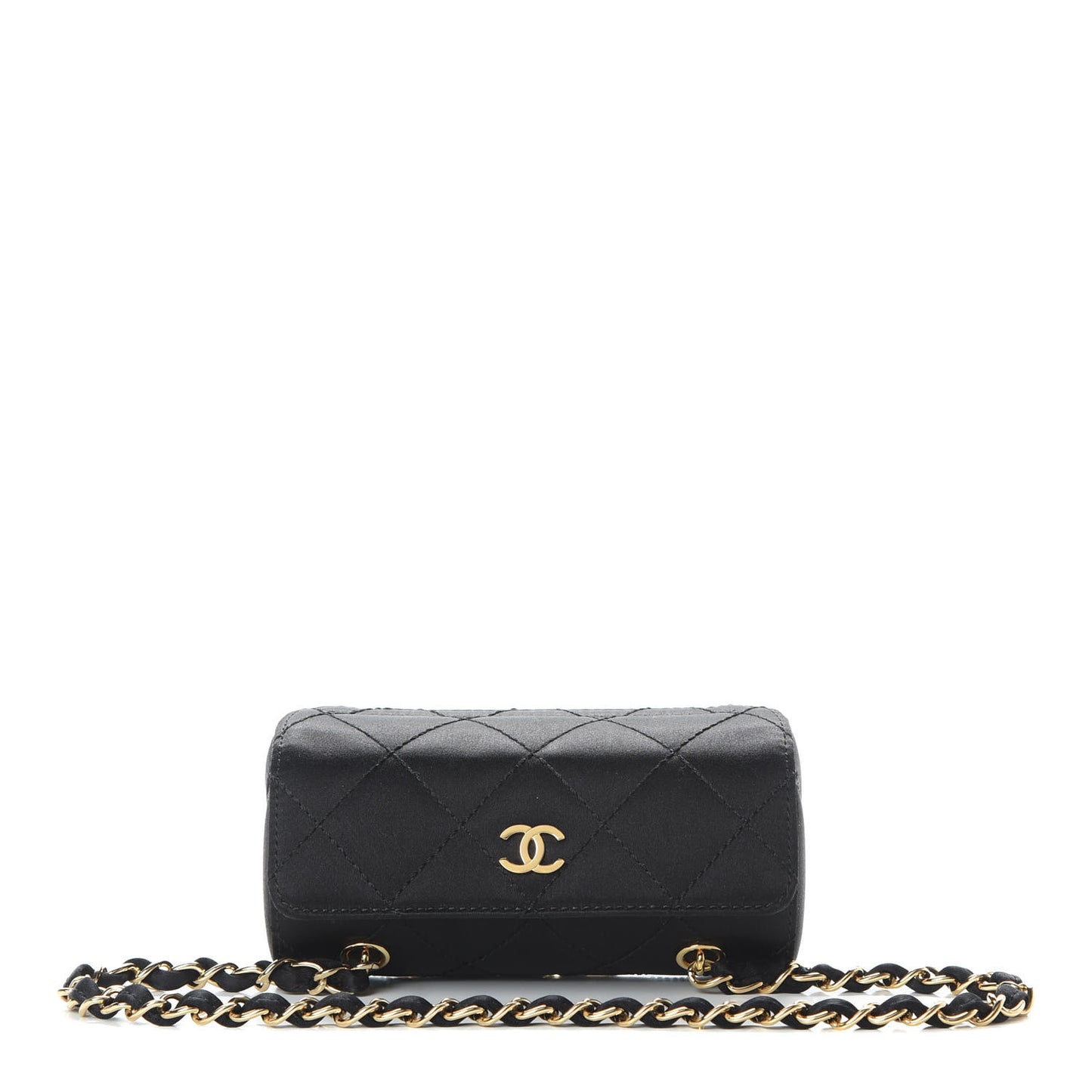 Satin Quilted Evening Bag Black