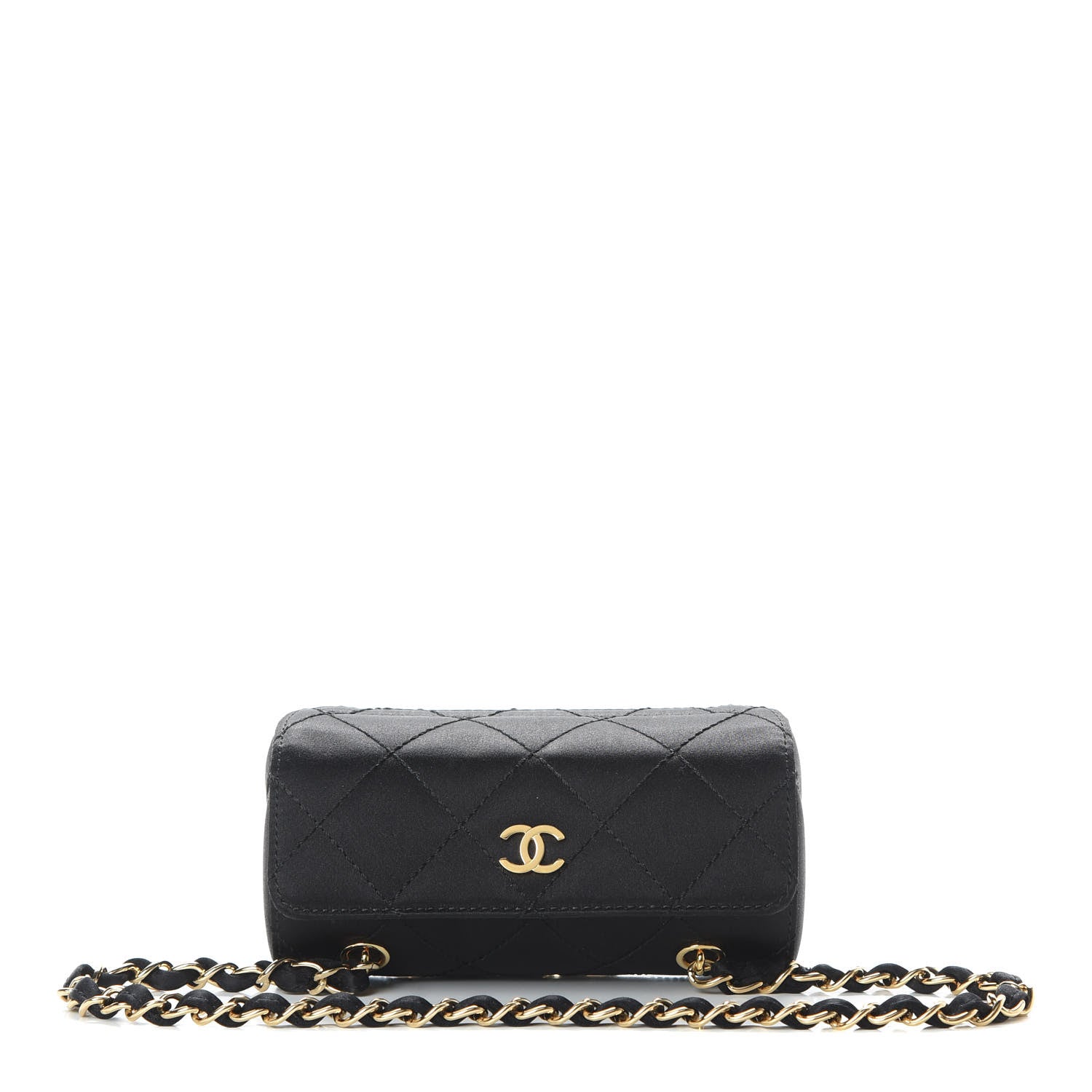 Chanel Satin Quilted Evening Bag Black 1 of 11