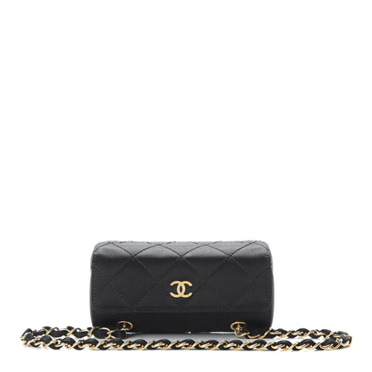 Chanel Satin Quilted Evening Bag Black 1 of 11