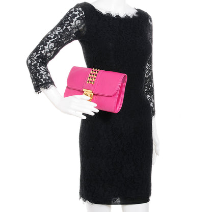 Louis Vuitton Calfskin Embossed Courtney Pochette Clutch Fuchsia 2 of 7