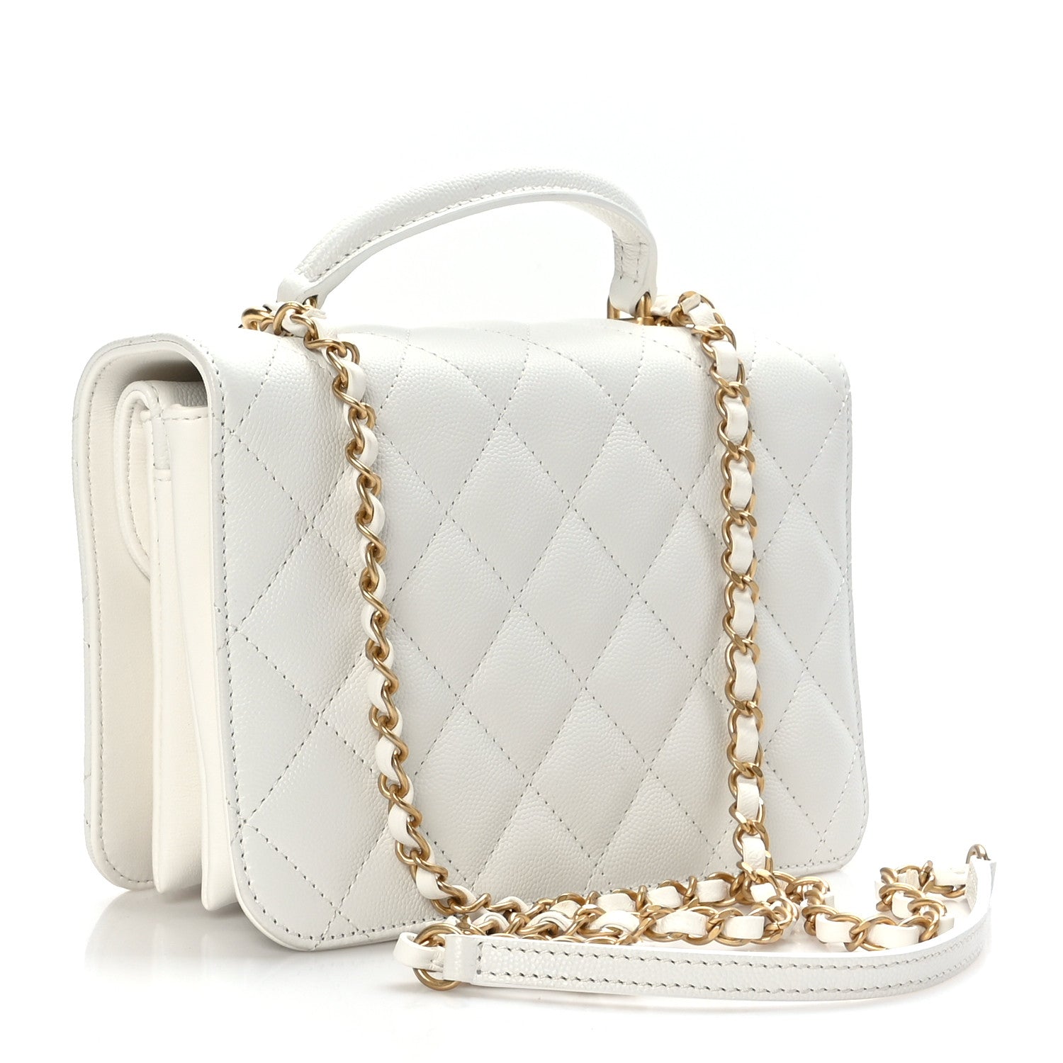 Chanel Caviar Quilted Small Top Handle Flap White 3 of 10