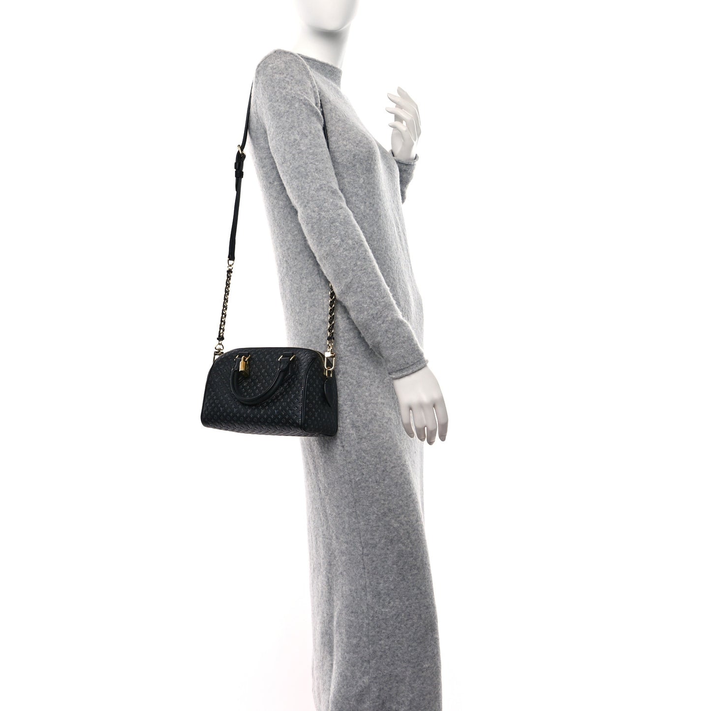 Calfskin Nanogram Embossed Speedy 20 Black