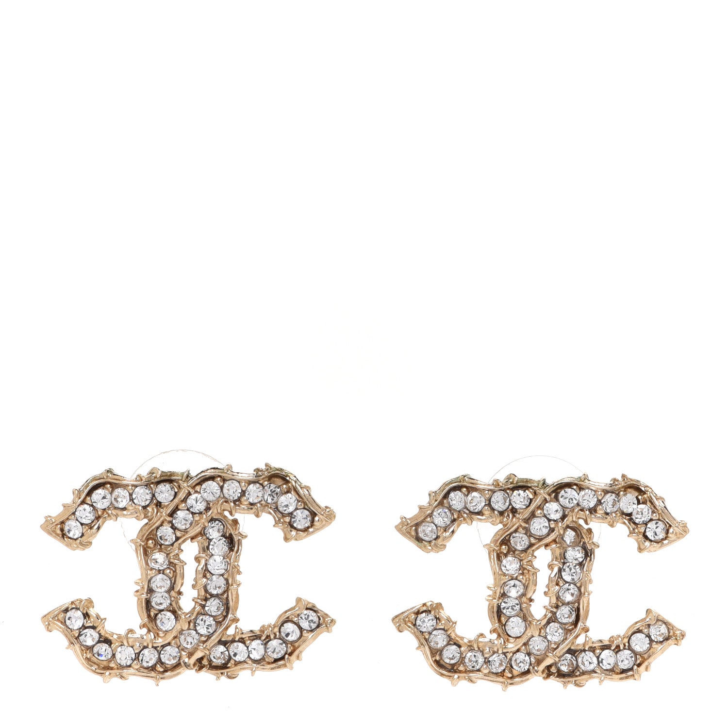 Chanel Crystal CC Earrings Gold 1 of 5