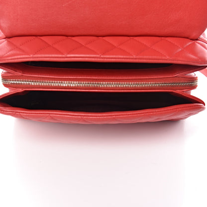 Chanel Shiny Sheepskin Quilted Large Trapezio Flap Red 5 of 12