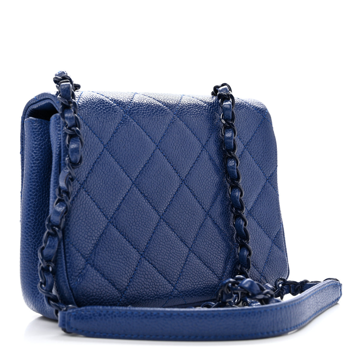 Caviar Quilted Incognito Mini Square Flap Dark Blue