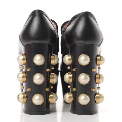 Gucci Malaga Kid Pearl Studded Vegas Platform Loafers 35 Black 5 of 10