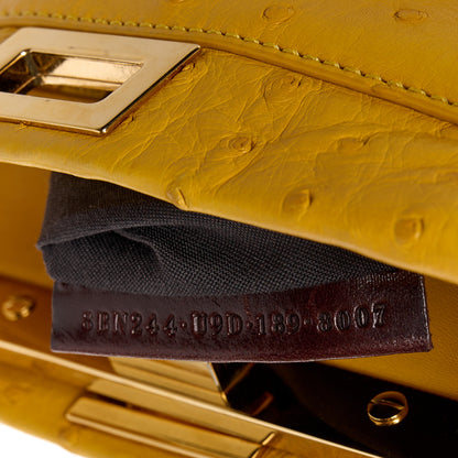Fendi Ostrich Shiny Nappa Mini Peekaboo Iconic Satchel Sunflower 7 of 14