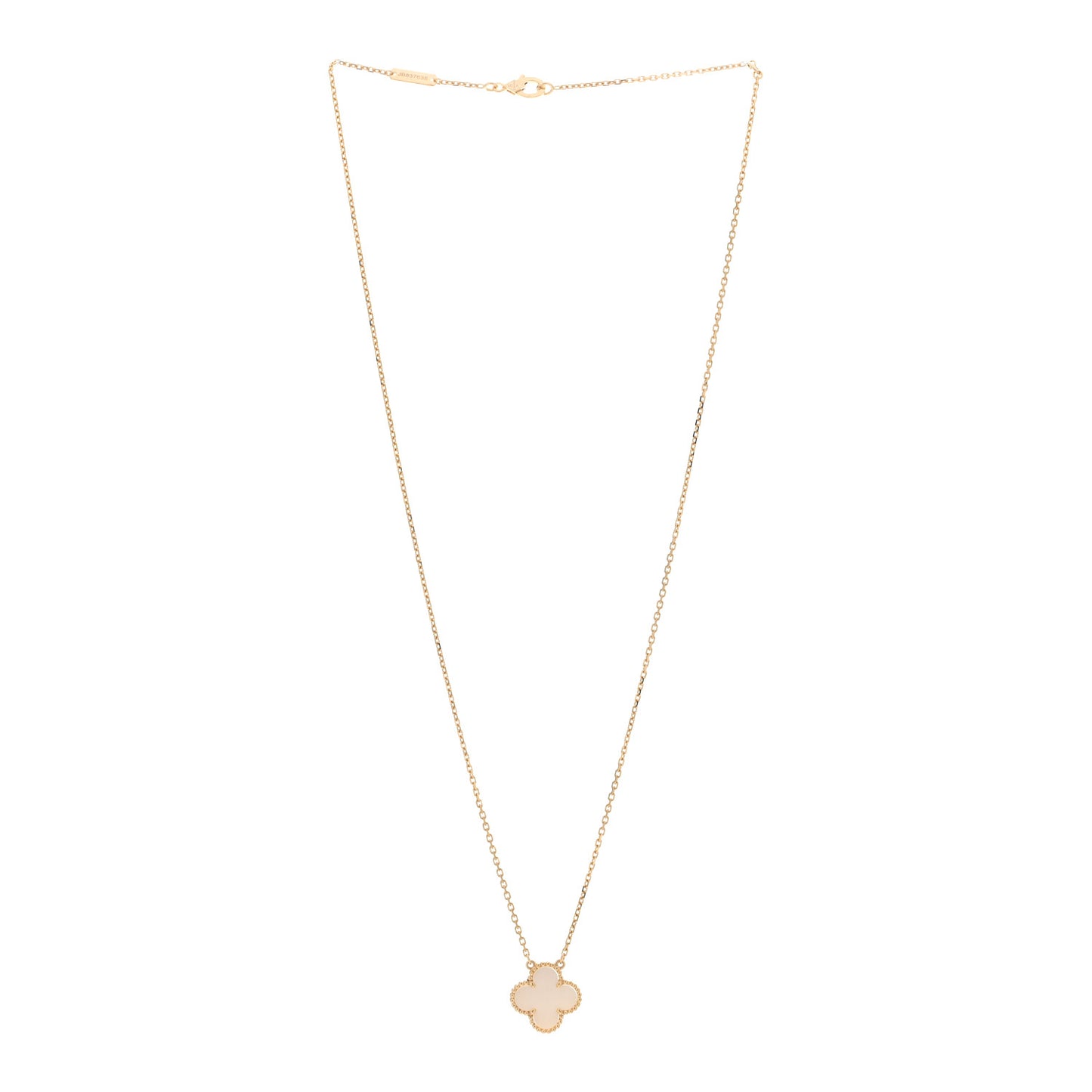 18K Yellow Gold Mother of Pearl Vintage Alhambra Pendant Necklace