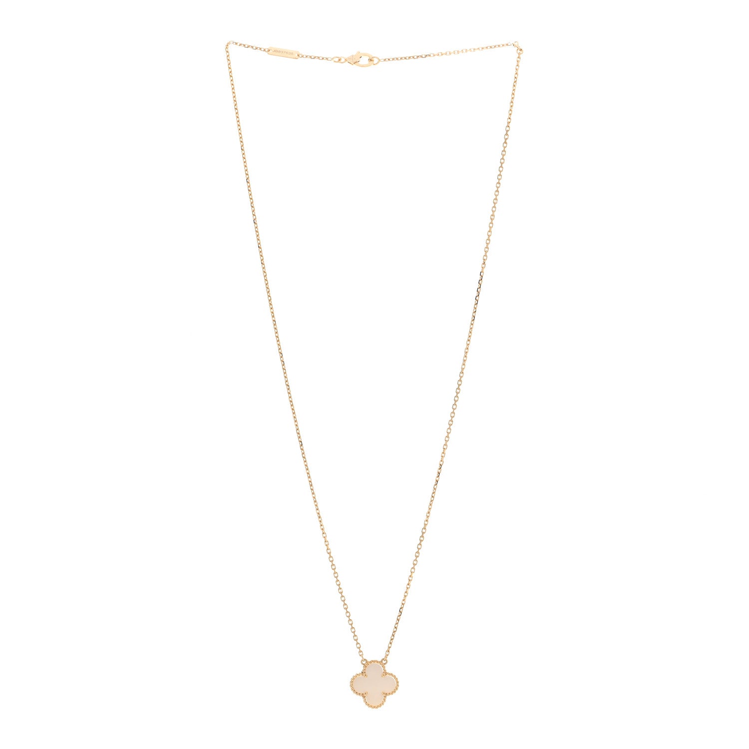 Van Cleef & Arpels 18K Yellow Gold Mother of Pearl Vintage Alhambra Pendant Necklace 3 of 5