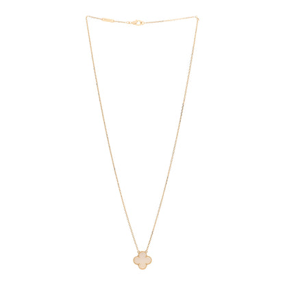 Van Cleef & Arpels 18K Yellow Gold Mother of Pearl Vintage Alhambra Pendant Necklace 3 of 5