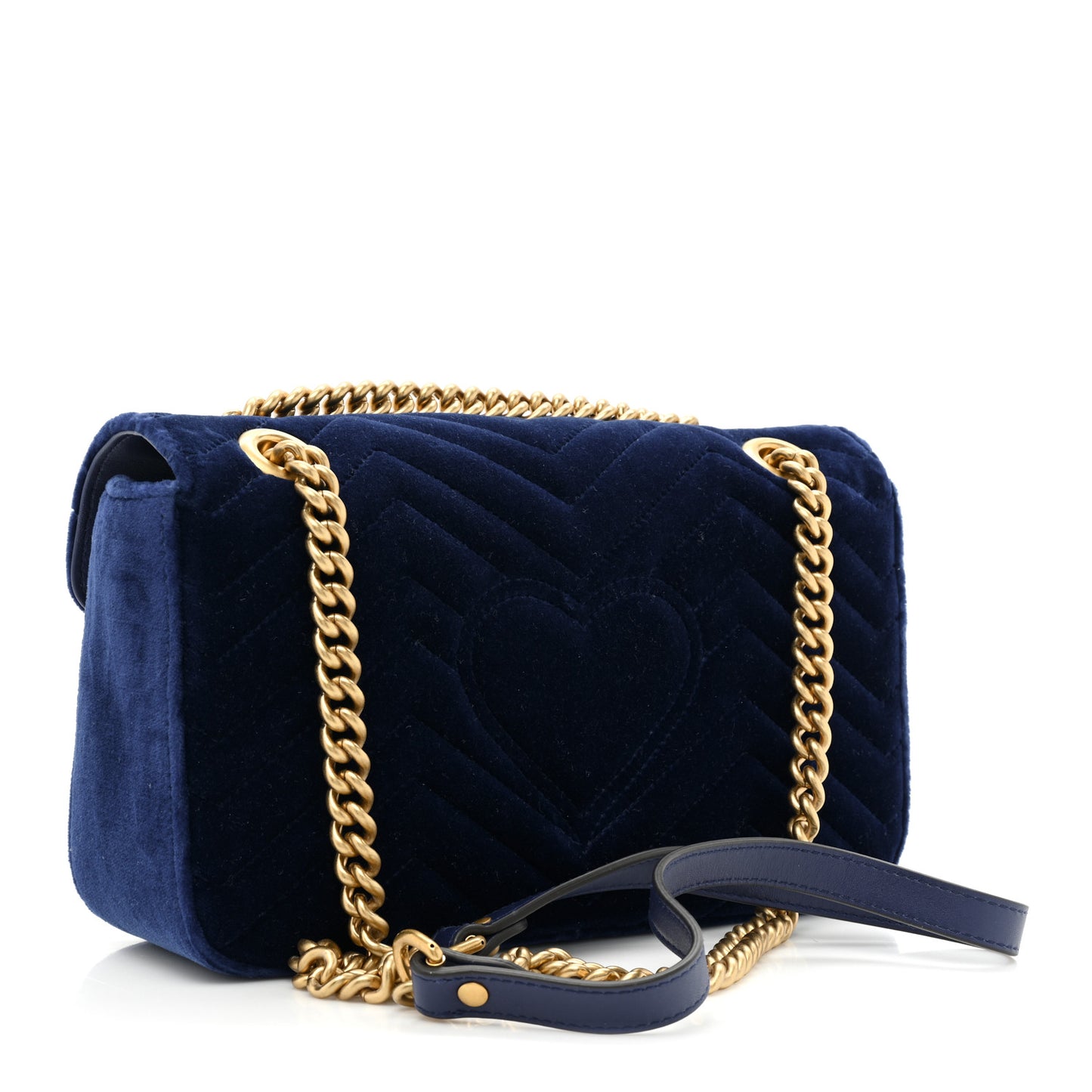 Velvet Matelasse Small GG Marmont Shoulder Bag Cobalt Blue