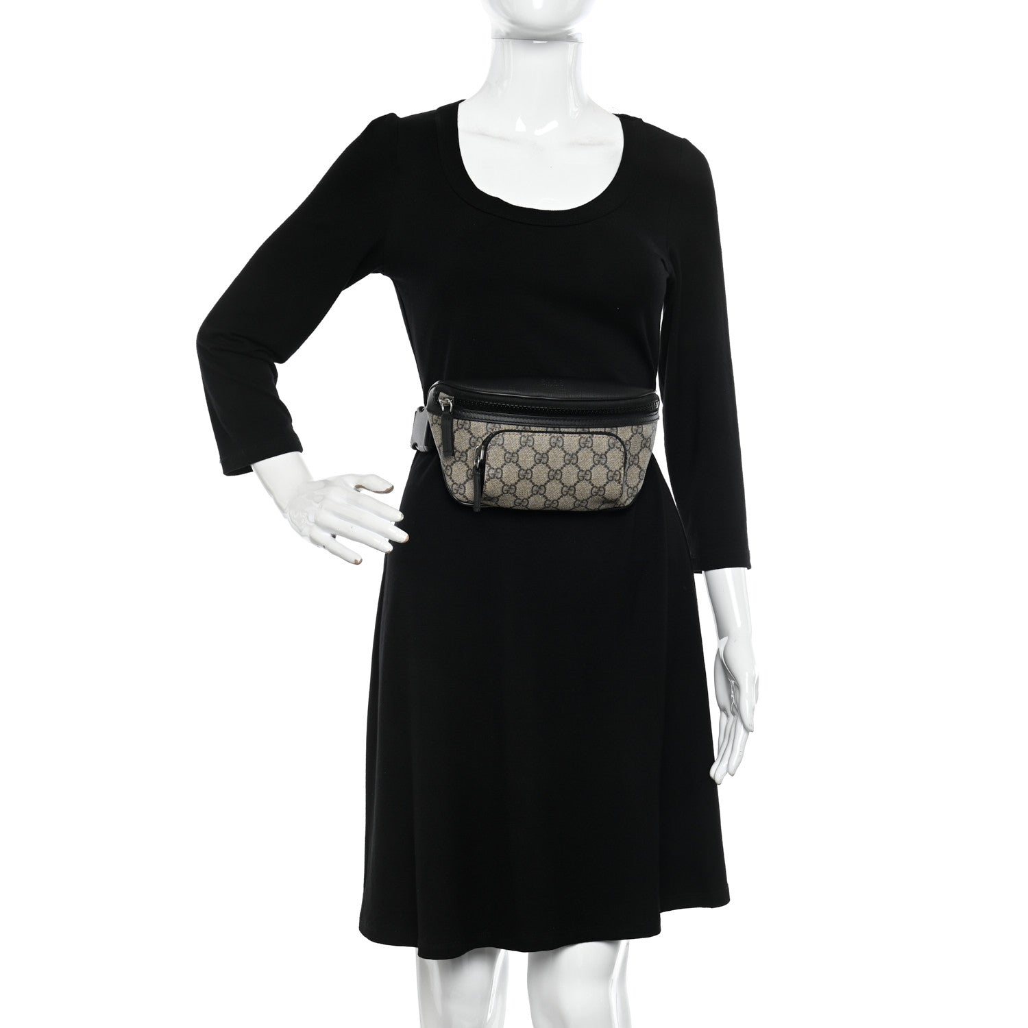 Gucci GG Supreme Monogram Belt Bag Black 2 of 12