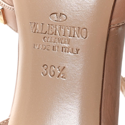 Valentino Garavani Pebbled Calfskin Rockstud Ankle Strap 65mm Pumps 36.5 Alpaca 7 of 8