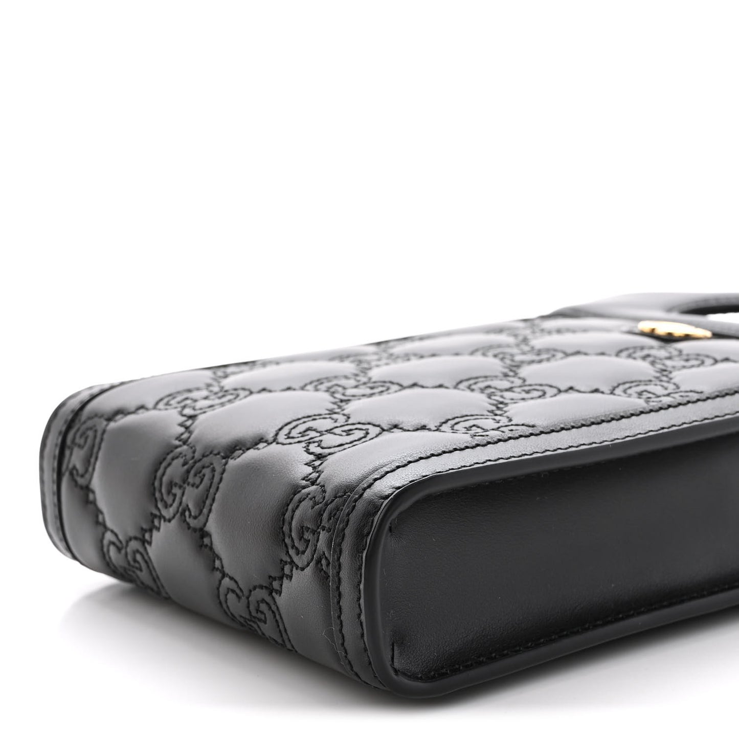 Calfskin GG Matelasse Mini Top Slip Handle Crossbody Bag Black Natural