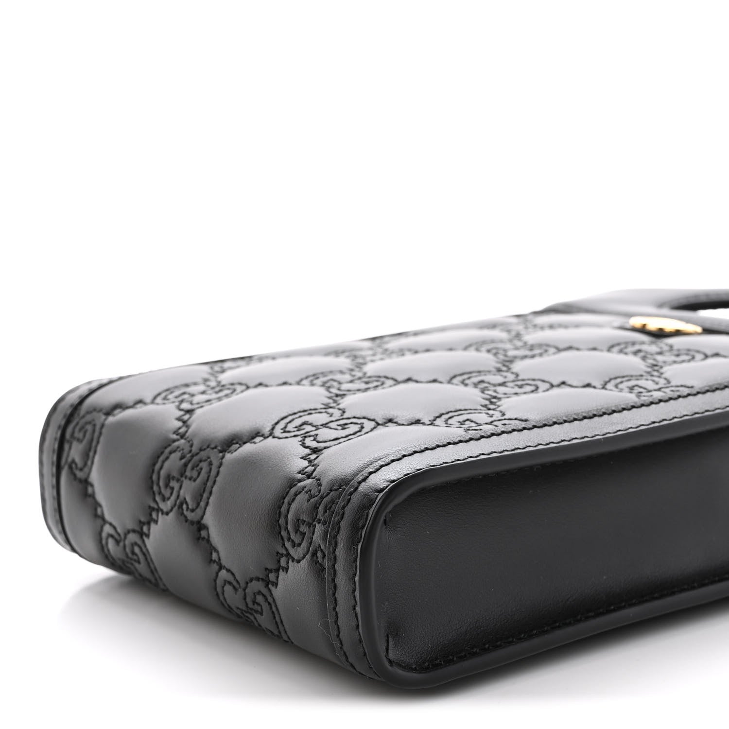 Gucci Calfskin GG Matelasse Mini Top Slip Handle Crossbody Bag Black Natural 8 of 9