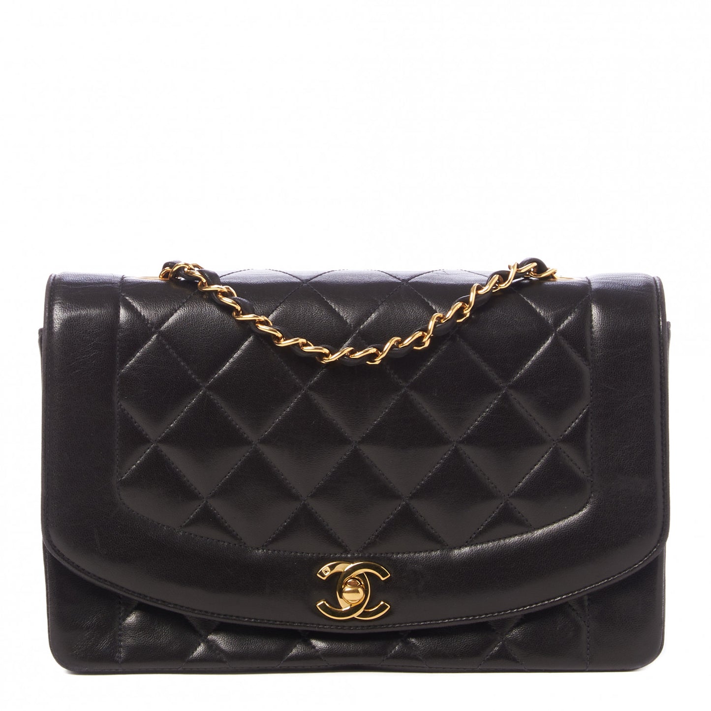 Lambskin Quilted Medium Single Flap Black