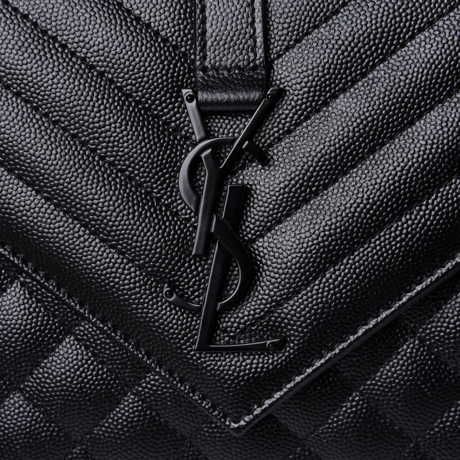 Saint Laurent Grain De Poudre Textured Mixed Matelasse Triquilt Medium Monogram Satchel Black 8 of 10