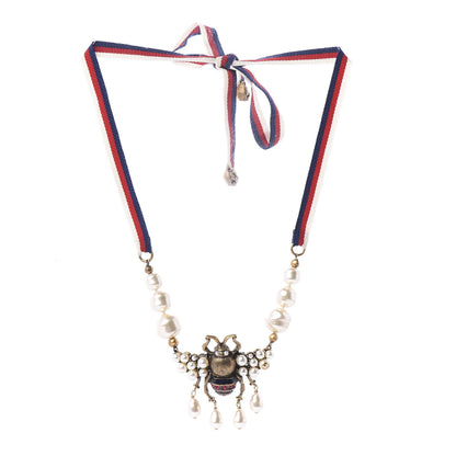 Gucci Crystal Pearl GG Sylvie Bee Necklace 3 of 8