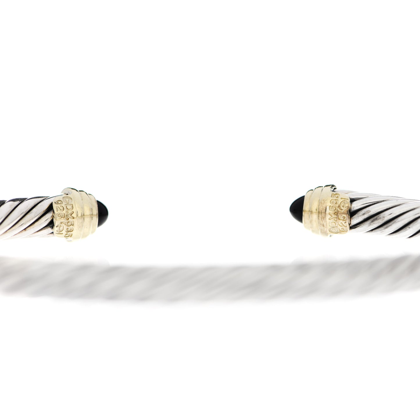 Sterling Silver 14K Yellow Gold Black Onyx 5mm Cable Classics Petite Color Bracelet